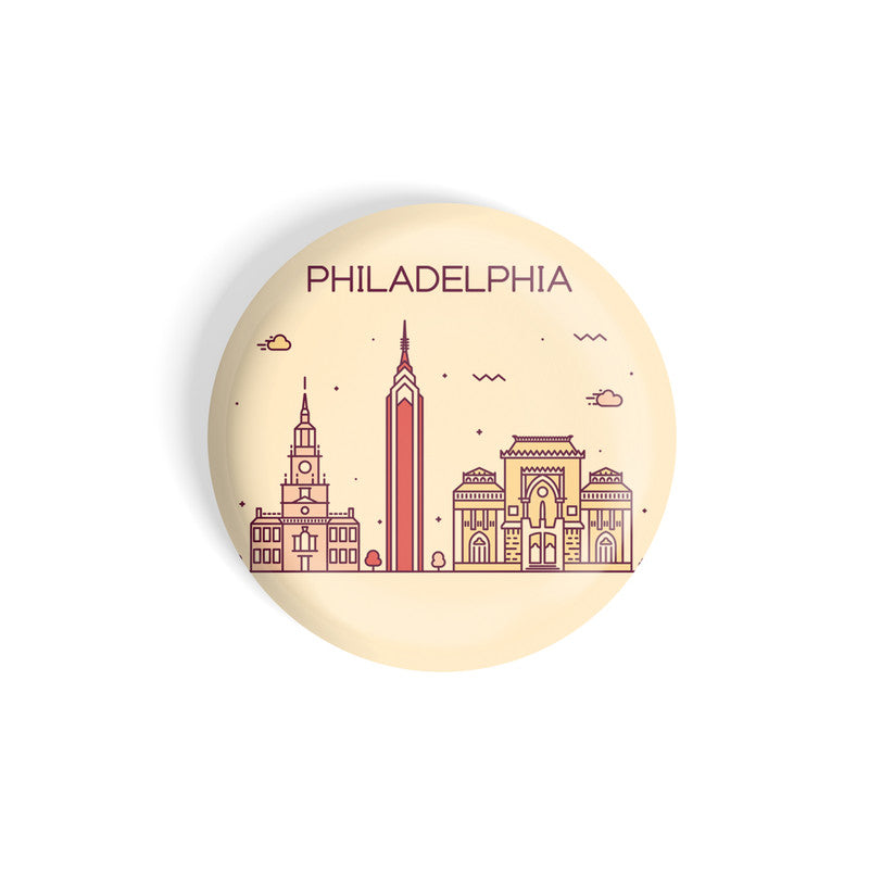 dhcrafts Round Fridge Magnet Brown Color Philadelphia Glossy Finish Design Pack of 1 (58 mm)